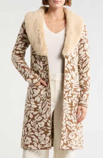 DR2 by Daniel Rainn Faux Fur Collar Sweater Coatigan