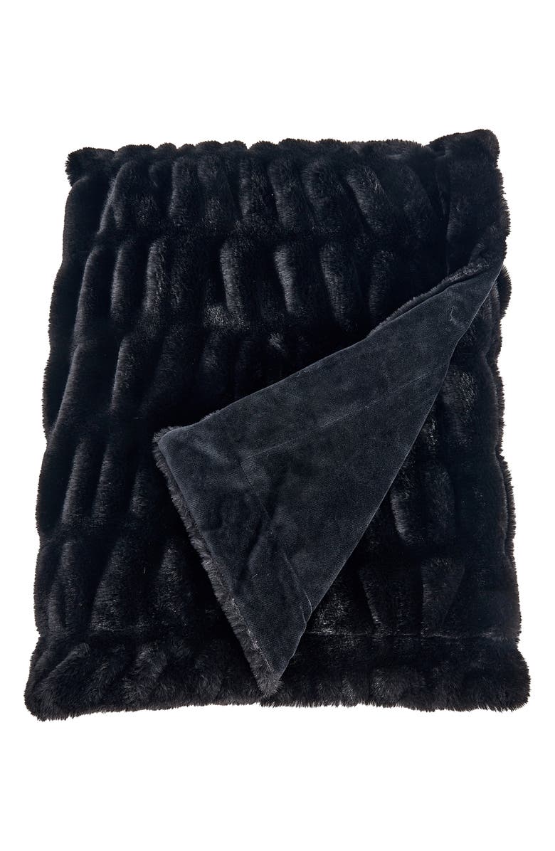Woven & Weft Faux Fur Reversible Throw Blanket, Main, color, 