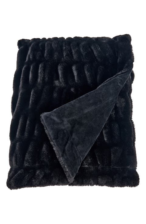 Faux Fur Reversible Throw Blanket