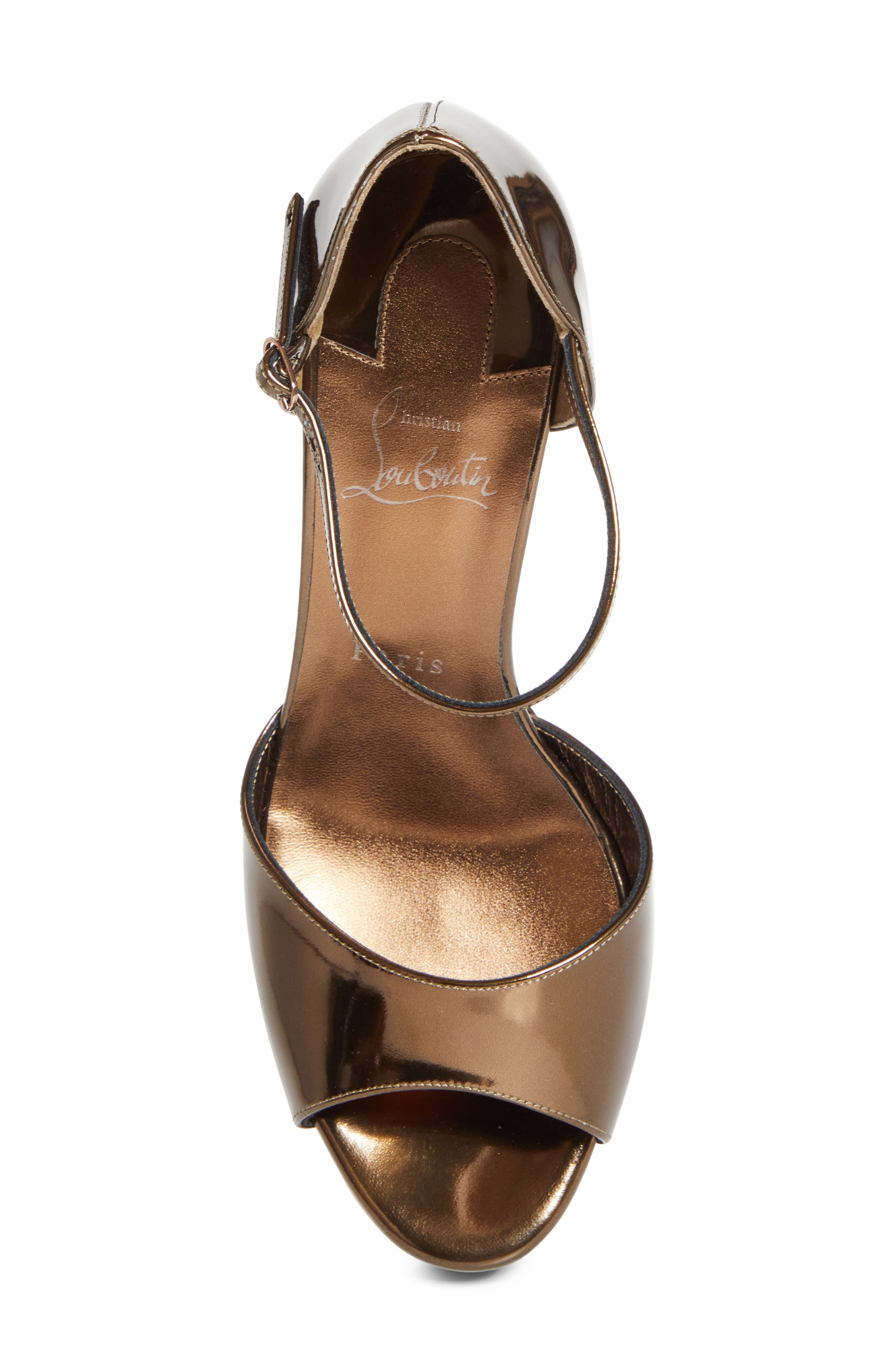 Christian Louboutin Sandaloo Metallic Peep-Toe Sandal, Alternate, color, Bronzo/ Bronzo
