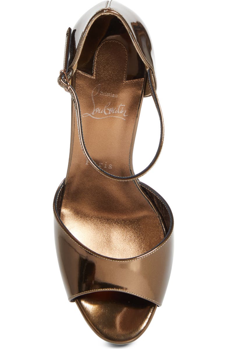 Christian Louboutin Sandaloo Metallic Peep-Toe Sandal, Alternate, color, Bronzo/ Bronzo