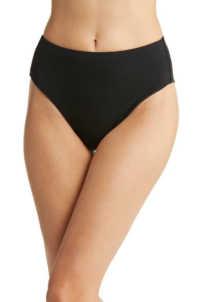 Ava High Waist Bikini Bottoms, Main, color, BLACK