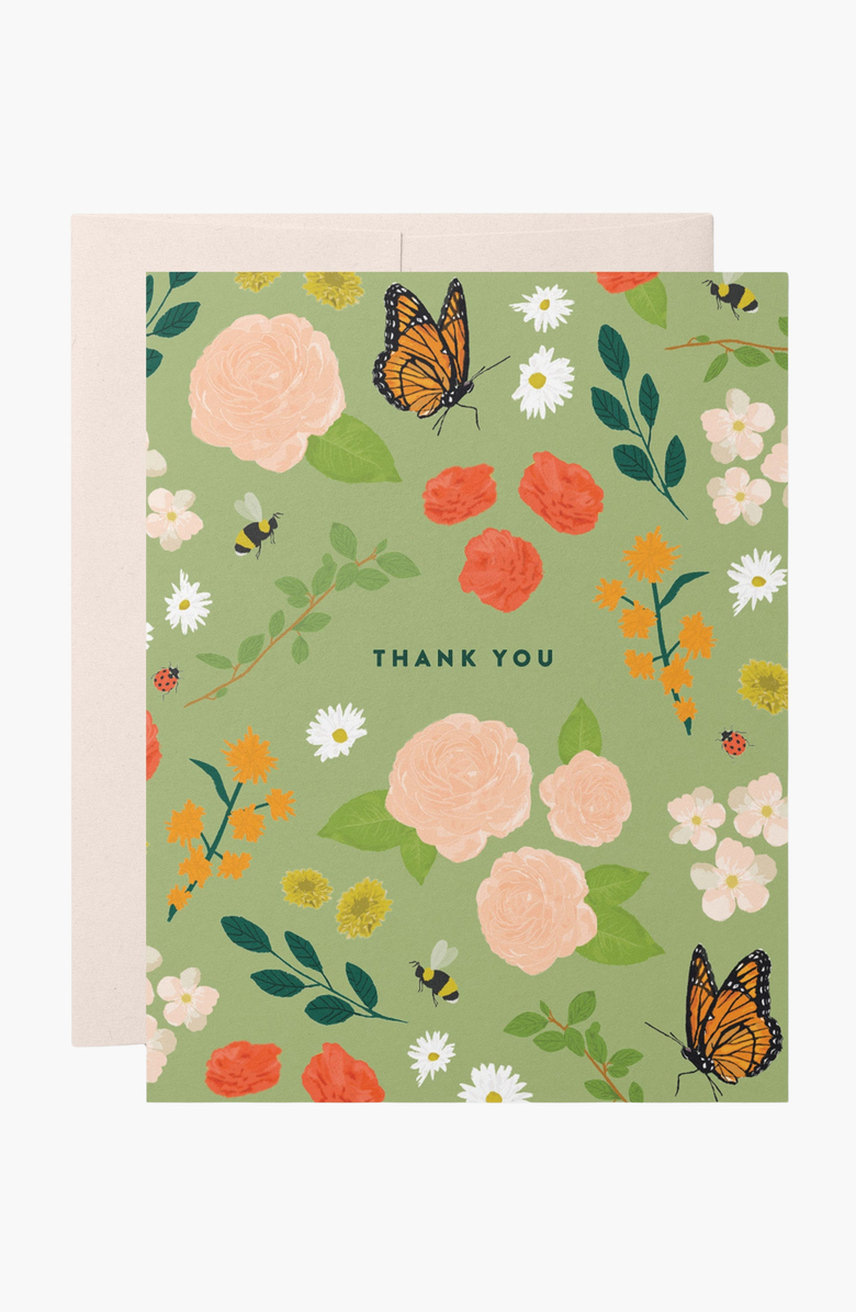 Joy Paper Co. Boxed Set of 8 Floral Greeting Cards, Main, color, Green Floral