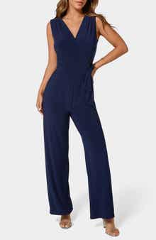 bebe Sleeveless Faux Wrap Jumpsuit