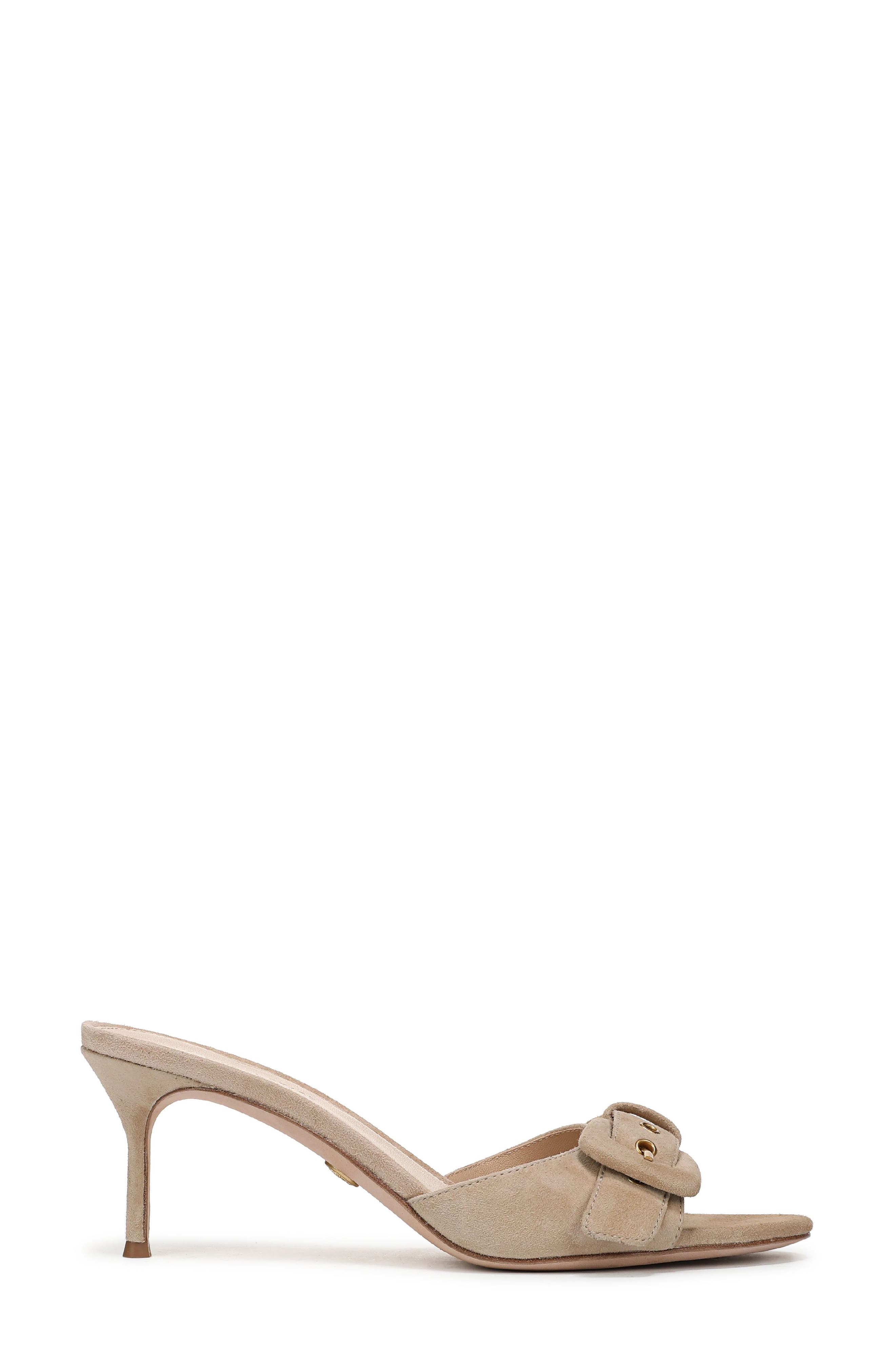 Veronica Beard Tia Buckle Slide Sandal, Alternate, color, Sand Suede