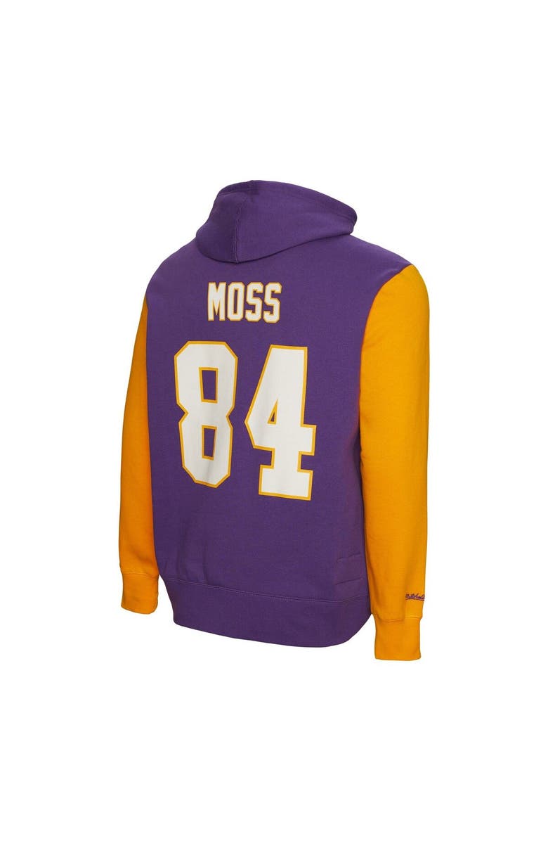 Mitchell & Ness Men's Mitchell & Ness Randy Moss Purple Minnesota Vikings Retired Player Name & Number Pullover Hoodie, Alternate, color, Purple