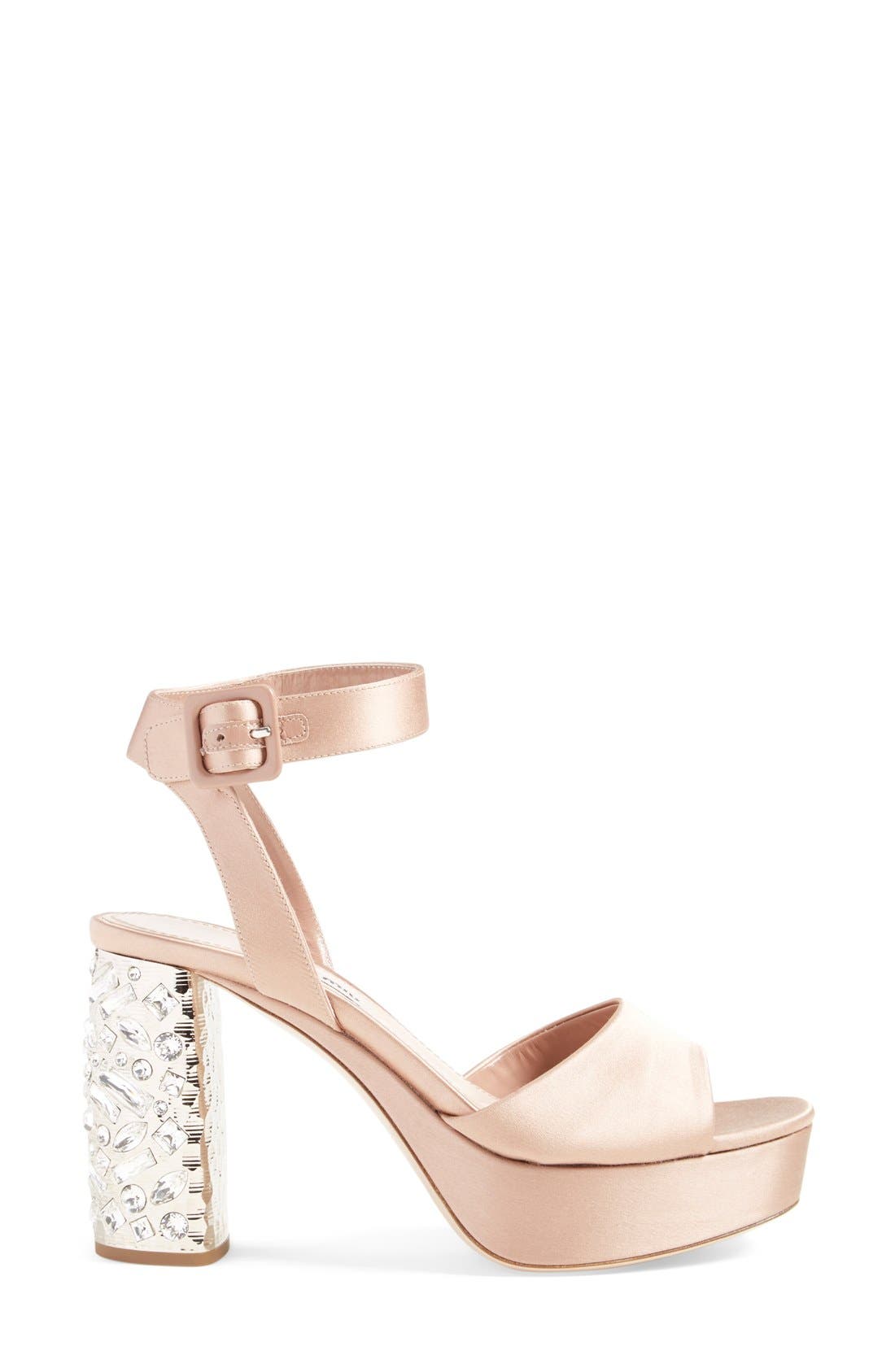 Miu Miu Studded Block Heel Platform Sandal, Alternate, color, 