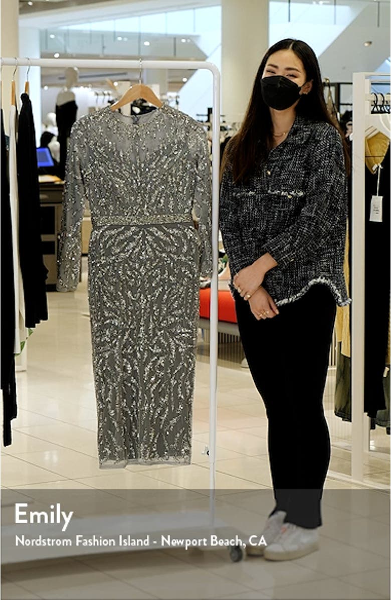 Sequin Long Sleeve Midi Cocktail Dress, sales video thumbnail