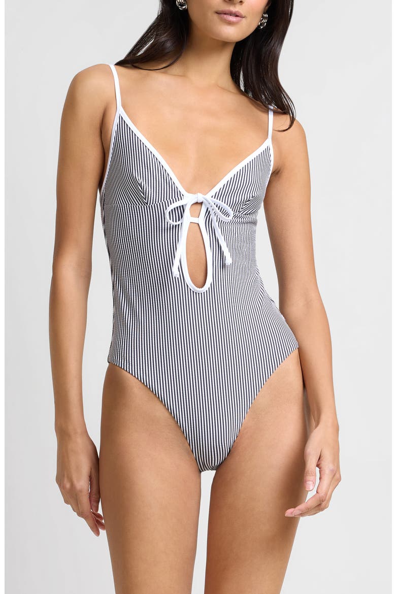 Soleil One-Piece Swimsuit, Main, color, NOIR NAVY/ WHITE