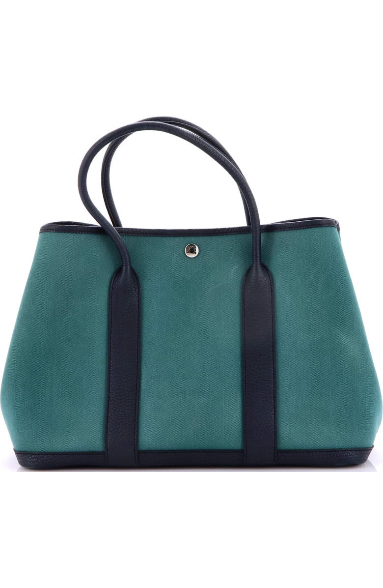 Pre-Owned Hermes Garden Party Tote Toile and Leather 36, Main, color, Vert Fonce