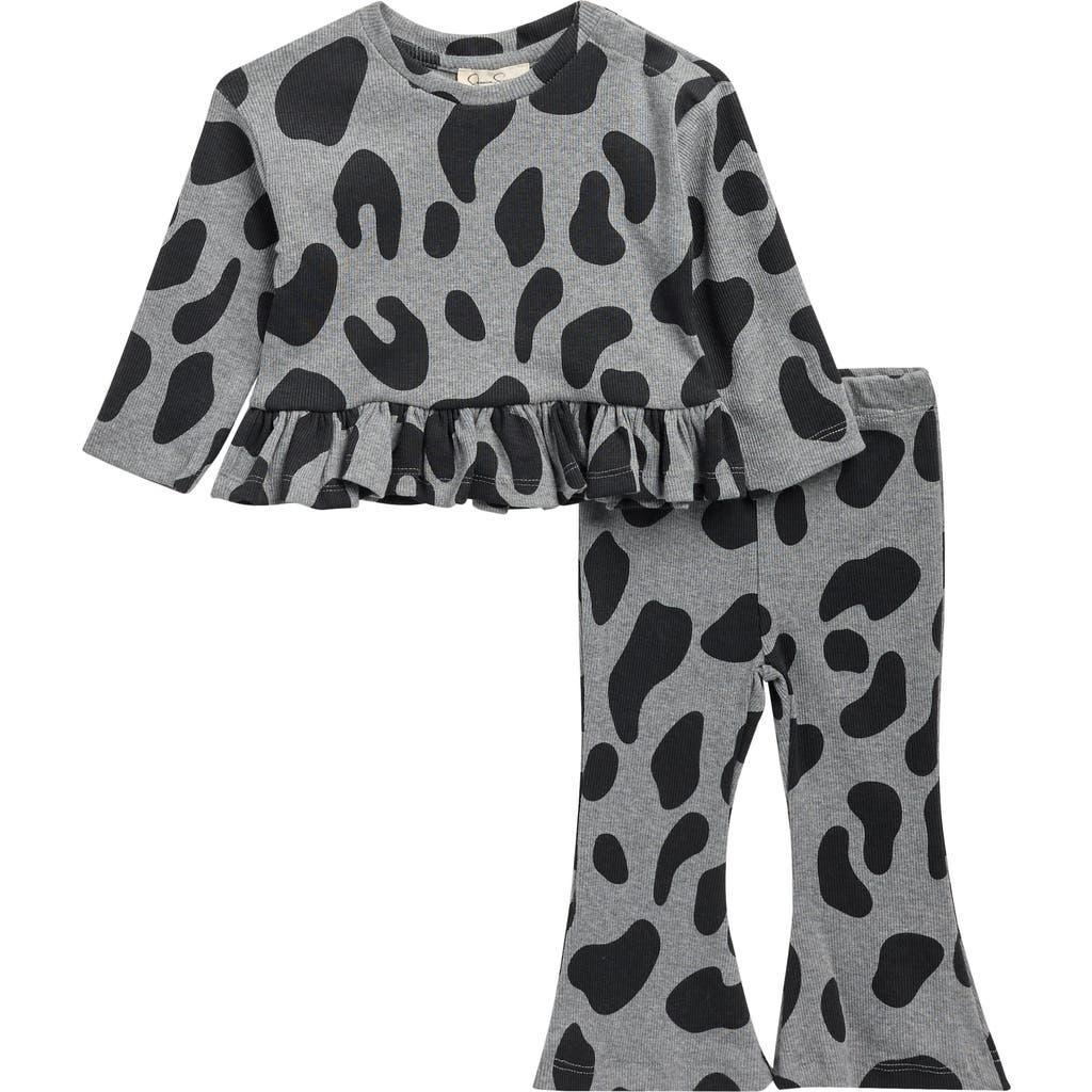 Jessica Simpson Kids' Ruffle Long Sleeve Top & Flare Pants In Gray