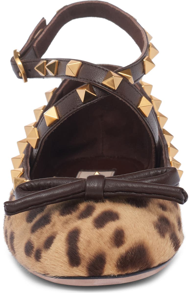 Valentino Garavani Rockstud Genuine Calf Hair Ankle Strap Ballet Flat, Alternate, color,