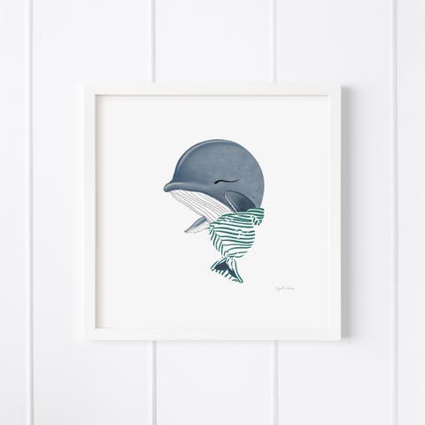 Baby Humpback Whale Framed Museum Quality 12" x 12" Art Print