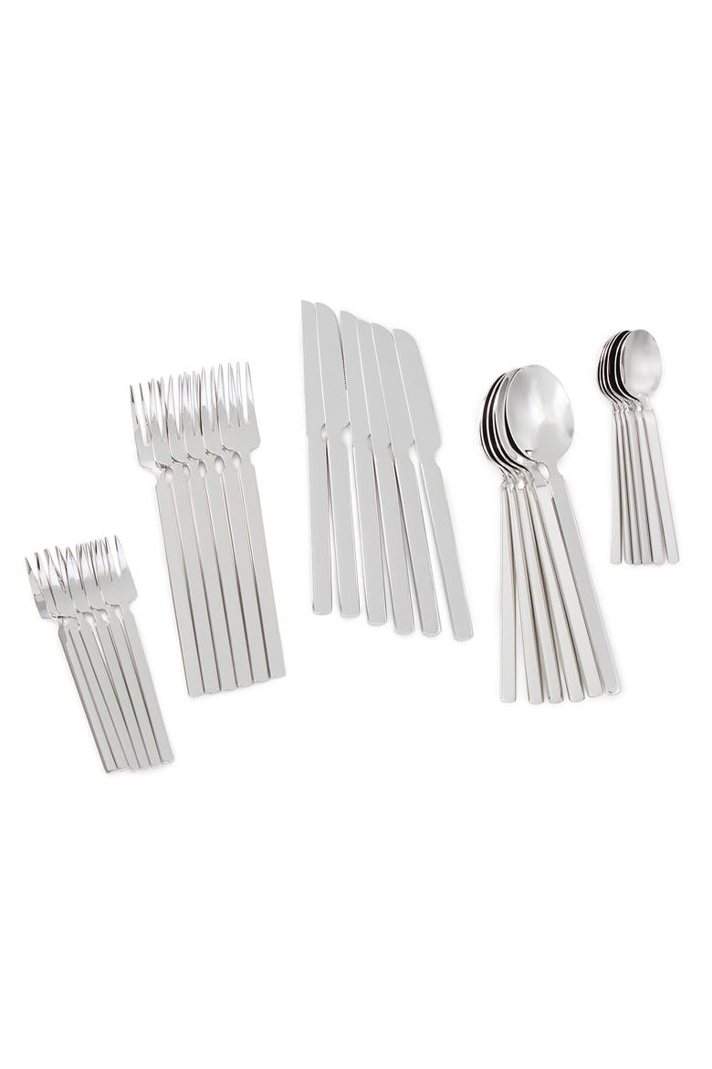 Elegant Stainless Steel 75-Piece Flatware Set, Main, color, SILVER