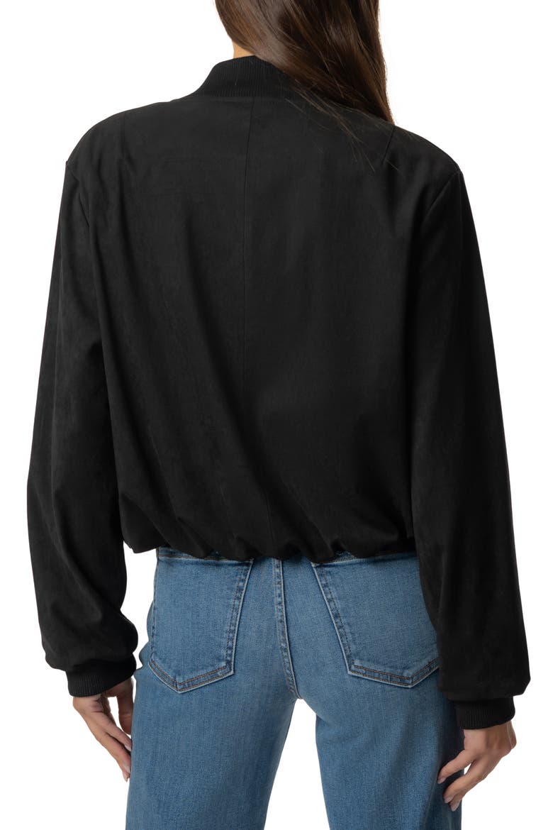 Kensie Faux Suede Bomber Jacket, Alternate, color, BLACK