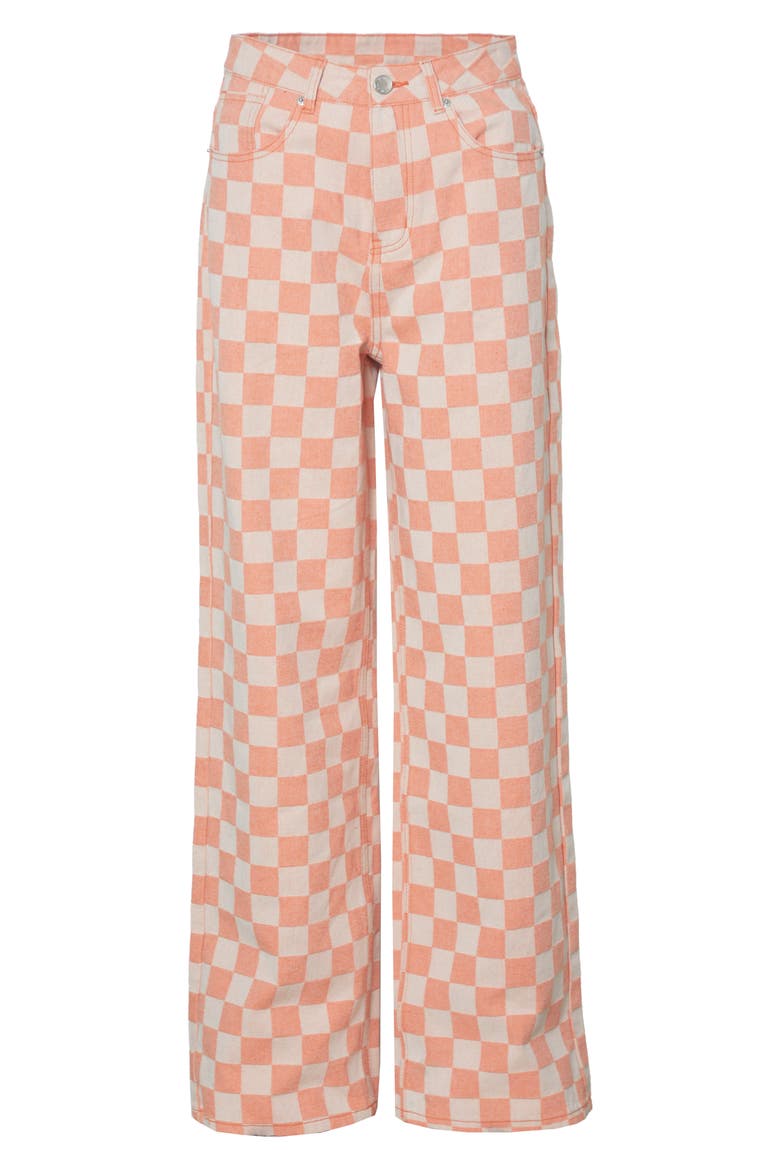 Checkerboard High Waist Baggy Pants, Alternate, color, ORANGE