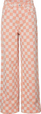 NASTY GAL Checkerboard High Waist Baggy Pants