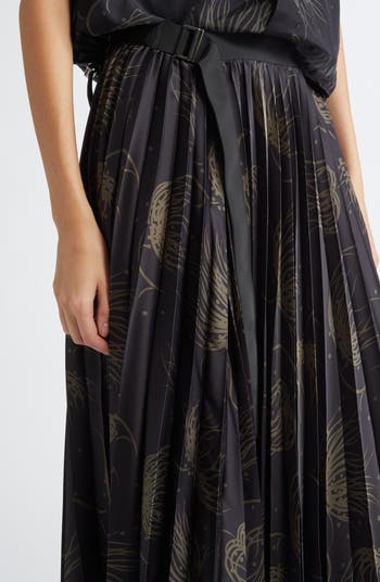 ■sacai■サカイ■ Dot Flower Pleated Satin Midi Skirt ■ Sacai Pleated Cargo Midi Skirt | Nordstrom