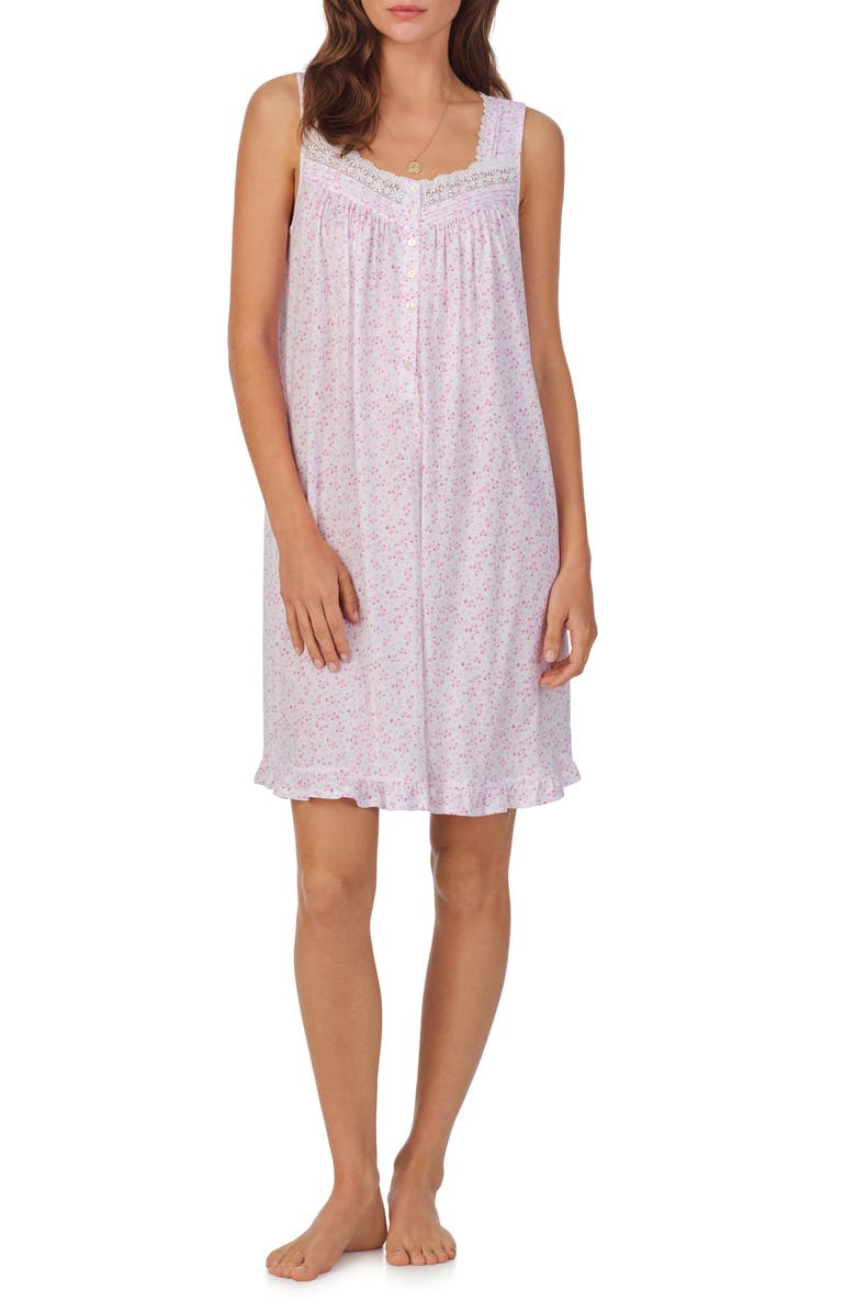 Eileen West Floral Sleeveless Short Jersey Chemise, Main, color, 