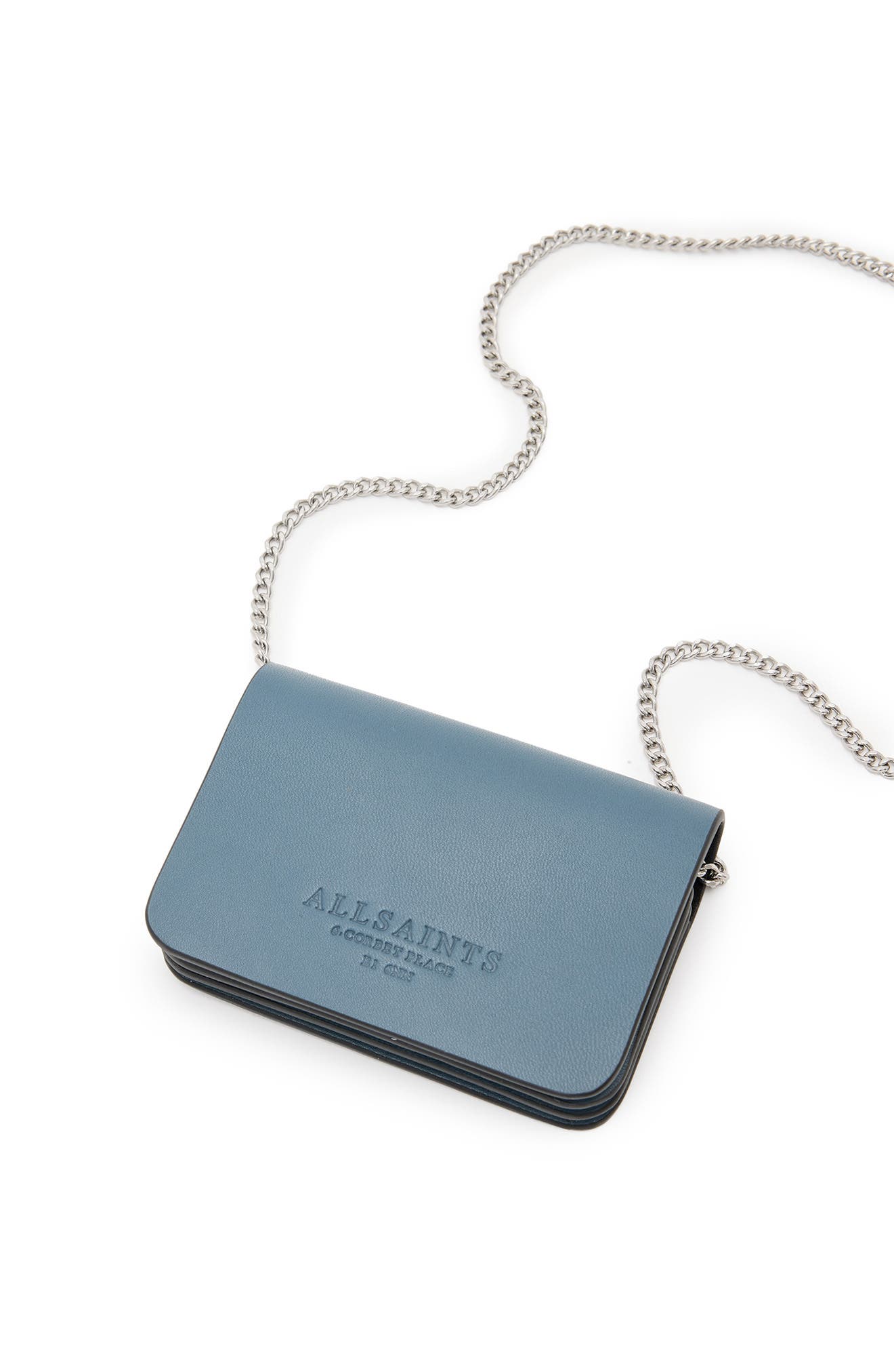 The Honore Leather Cardholder, Alternate, color, STEEL BLUE