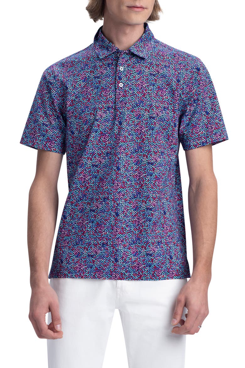 OoohCotton® Scatter Print Polo, Main, color, PINK
