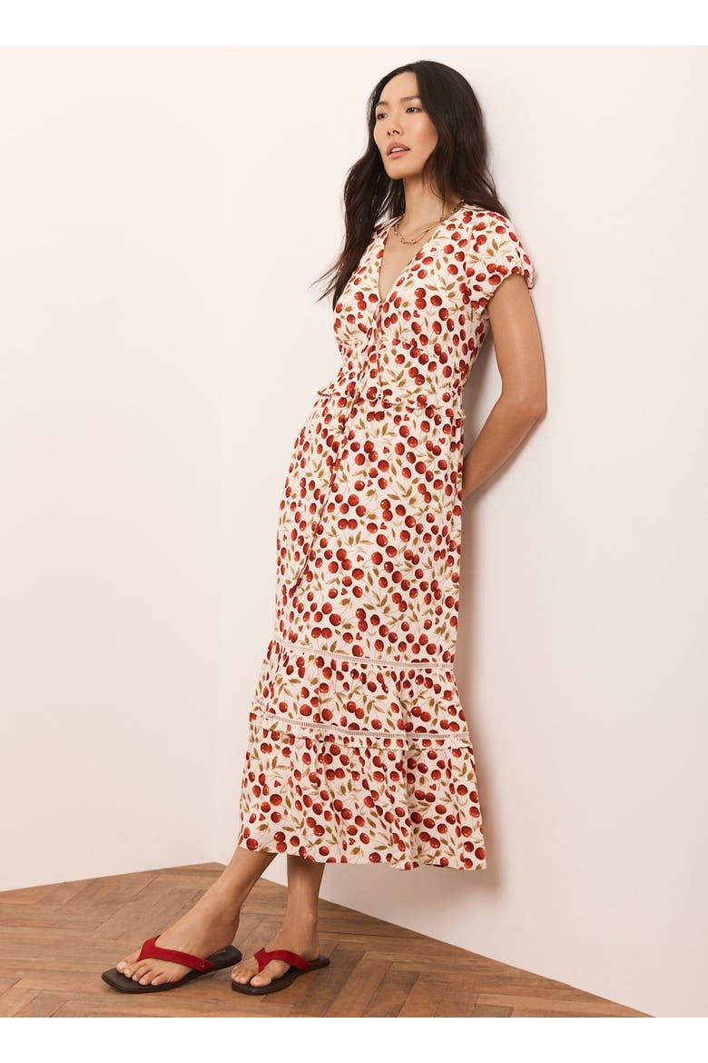 Cherry Print Midi Dress, Alternate, color, Red
