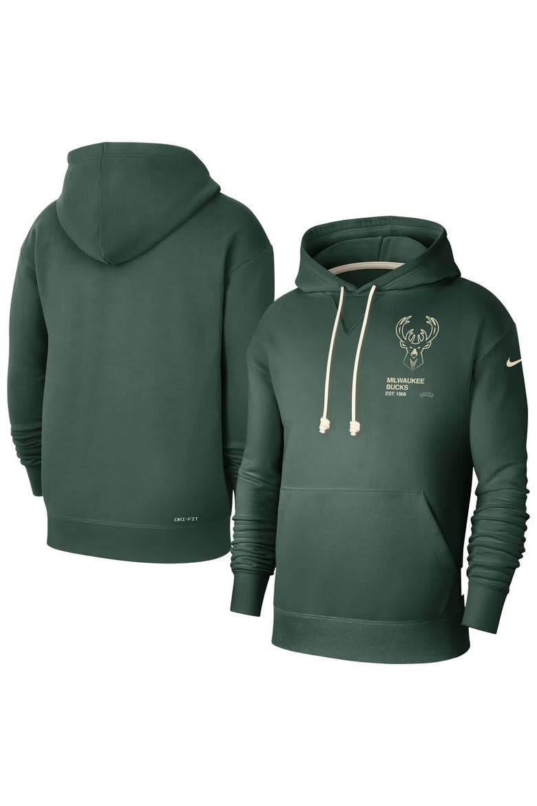 Men's Nike  Hunter Green Milwaukee Bucks Courtside Standard Issue Premium Performance Pullover Hoodie, Main, color, Hunter Green