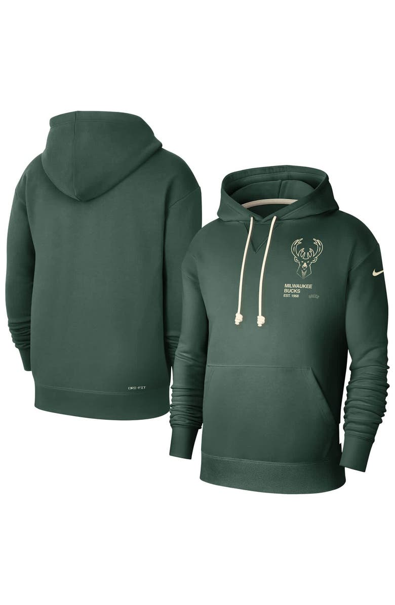 Nike Men's Nike Hunter Green Milwaukee Bucks Courtside Standard Issue Premium Performance Pullover Hoodie, Main, color, Hunter Green