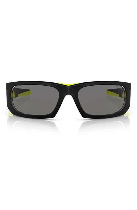 59mm Polarized Rectangular Sunglasses