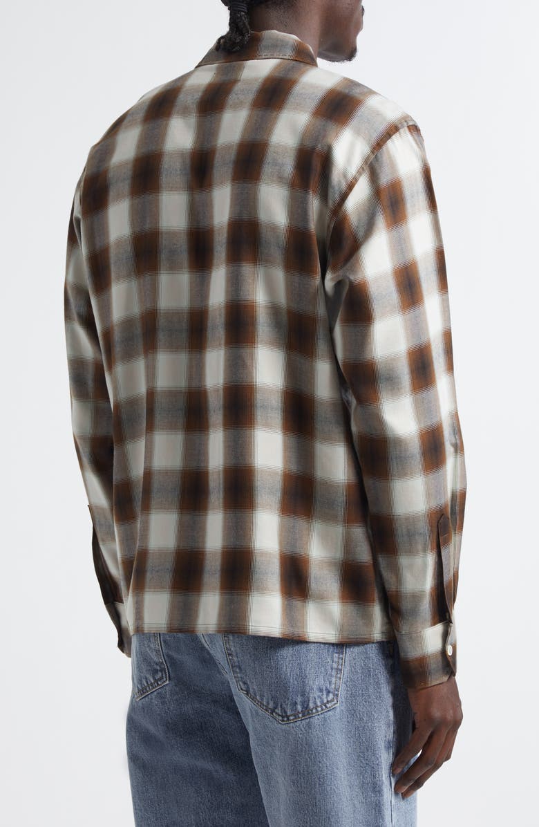 Second Layer Check Relaxed Fit Zip-Up Shirt, Alternate, color, Brown 0036