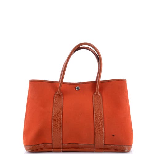 Pre-owned Hermes  Hermes Garden Party Tote Toile And Leather 36 In Orange