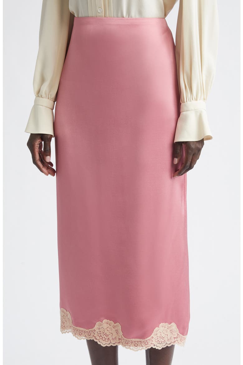 Lace Trim Satin Cady Slip Skirt, Alternate, color, DUSTY ROSE