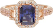 SUZY LEVIAN Goldtone Plated Sterling Silver Blue Pink Cubic Zirconia Bridal Ring