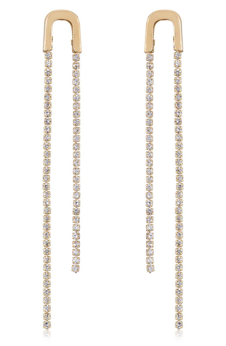 Ettika Crystal Chain Drop Earrings, Main, color, Gold