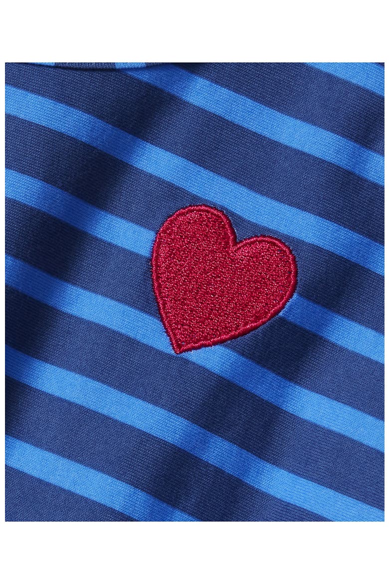 Girls Short Sleeve Gathered Waist Tunic Top, Alternate, color, Blue Heart Stripe