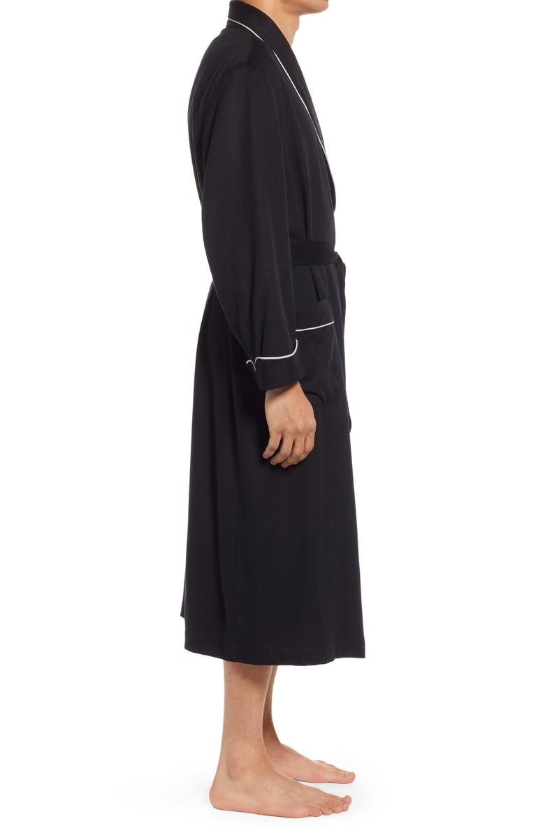 Majestic International Woven Cashmere Robe, Alternate, color, Blackness W/ Silver Braid