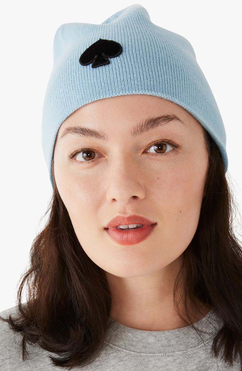 Kate Spade New York flocked spade beanie, Alternate, color, 