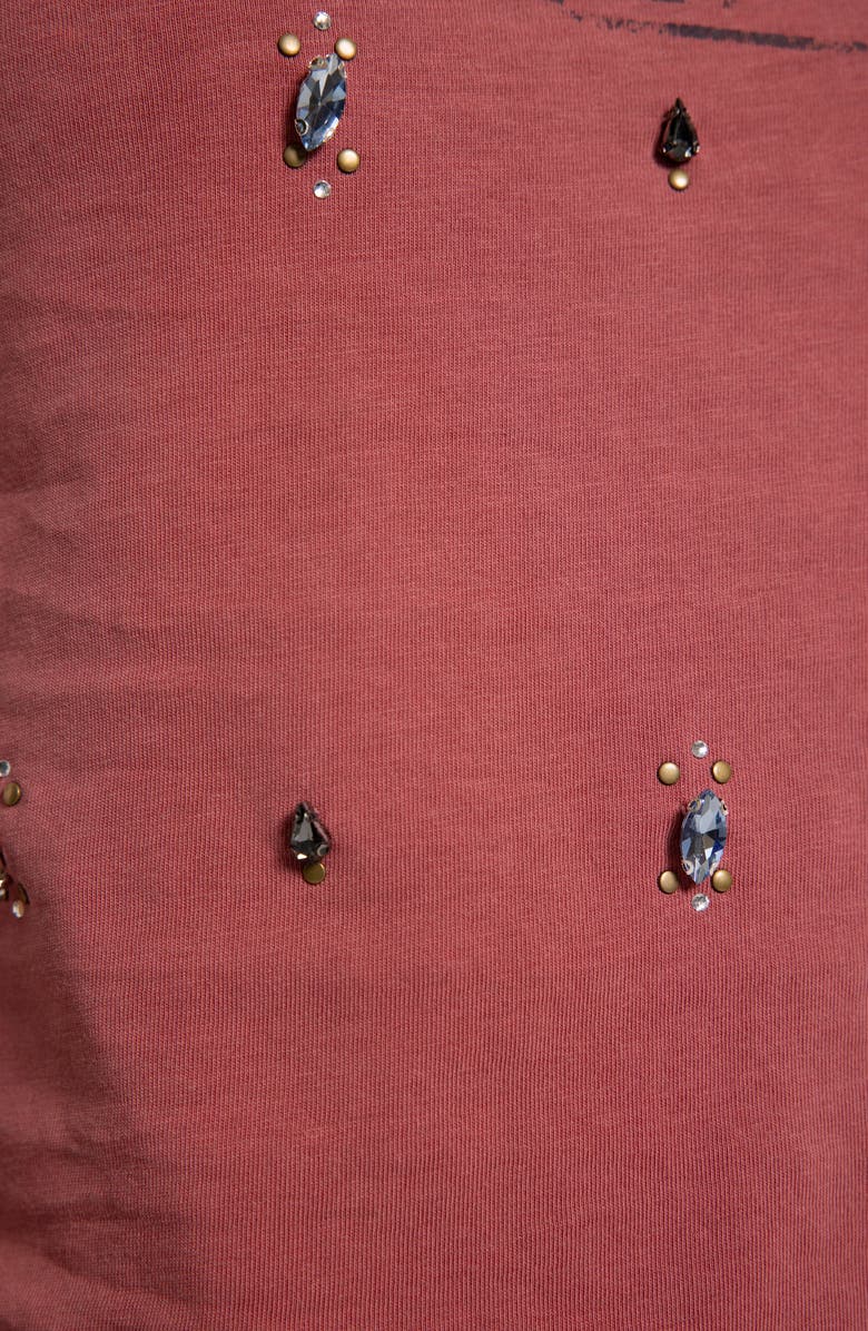 JADED LONDON Distressed Jewel Crop T-Shirt, Alternate, color, Red