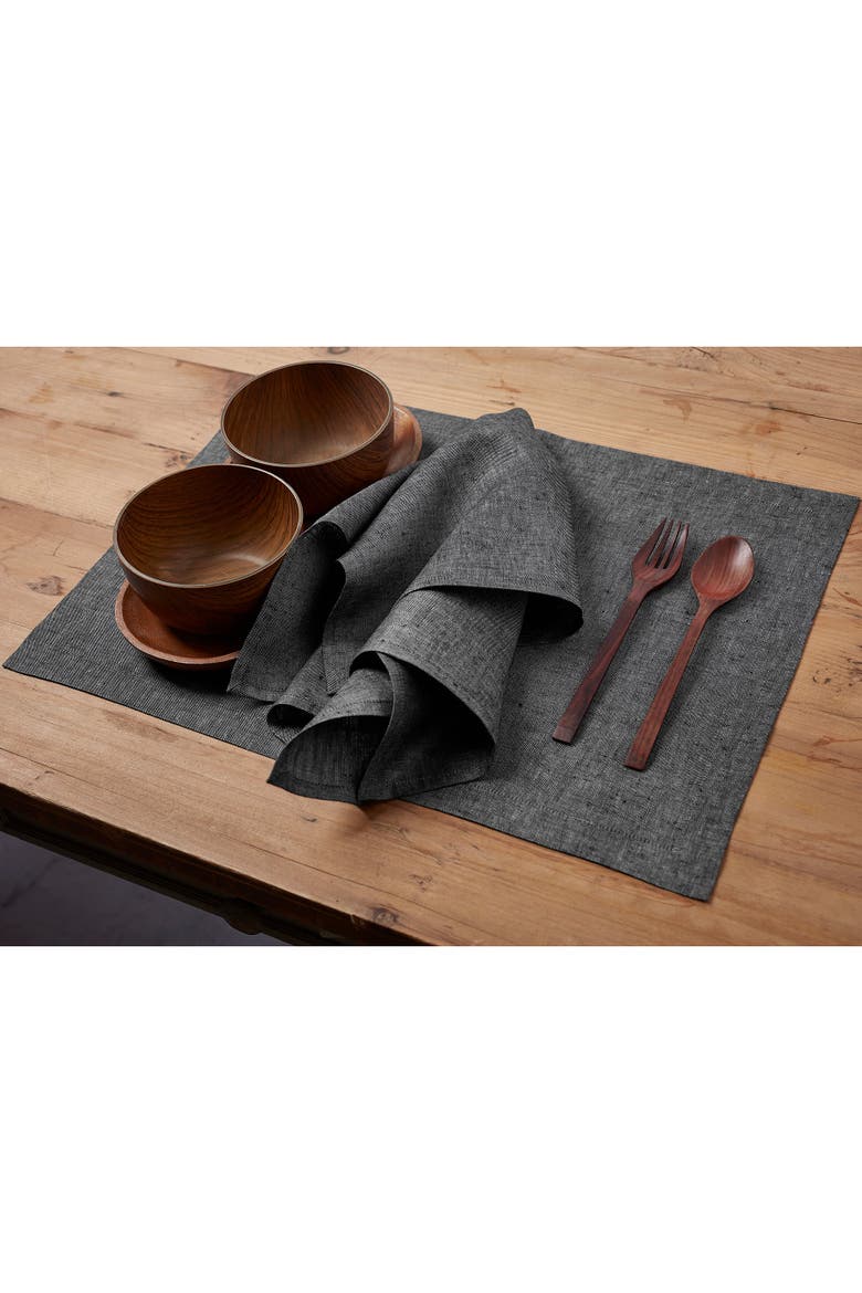 Linen Dinner Napkins Set of 4, 20 x 20" - Athena, Alternate, color, Charcoal Grey