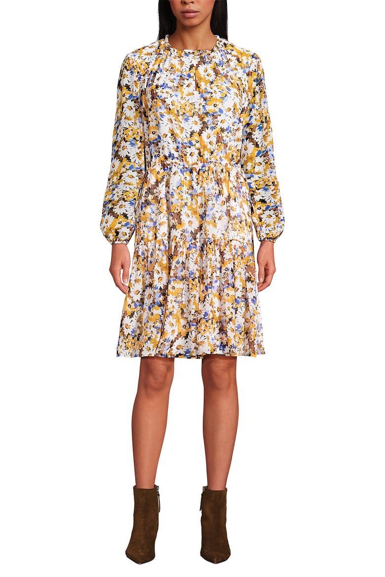 Chiffon Above the Knee Adjustable Dress, Alternate, color, Dijon Gold Daisy Floral