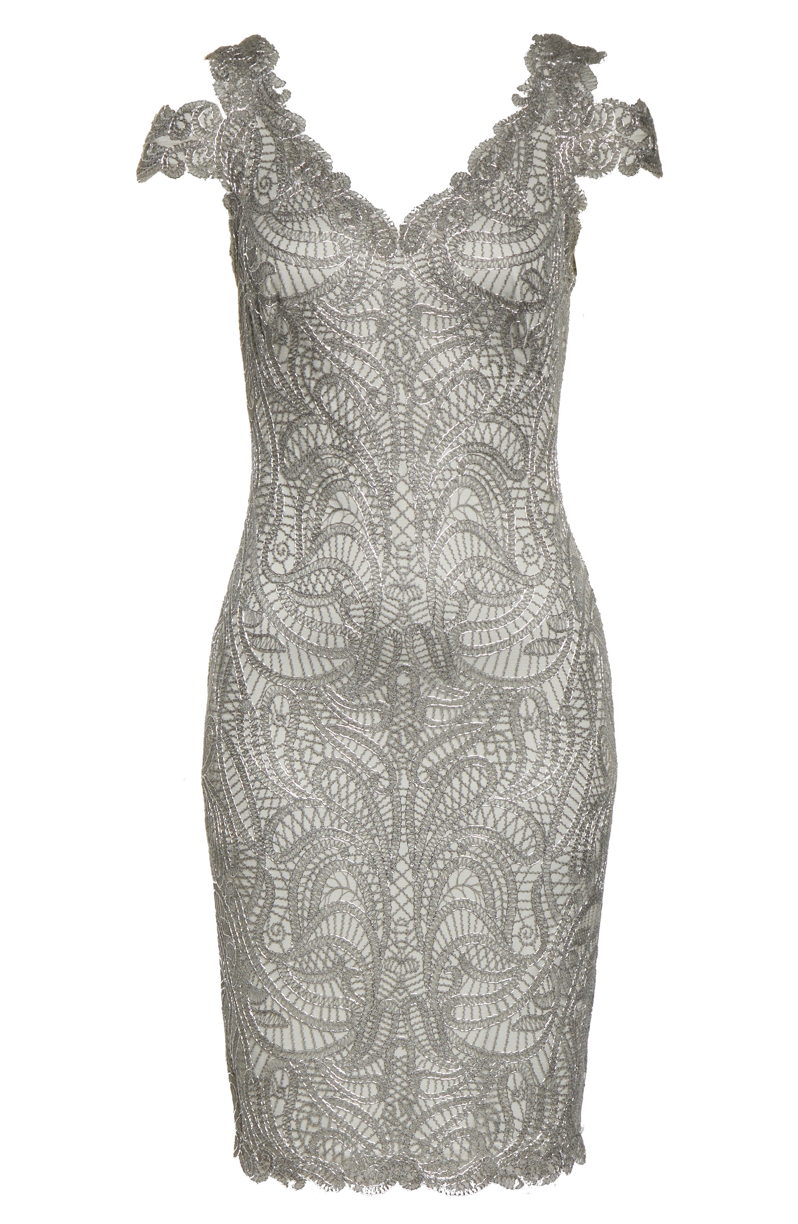 tadashi shoji cold shoulder lace cocktail dress (Women) Illusion lace Size:FR 38 - Preorder swatch:midnight-ikat Carlene Ribbed Mini Sweater The design is anchored