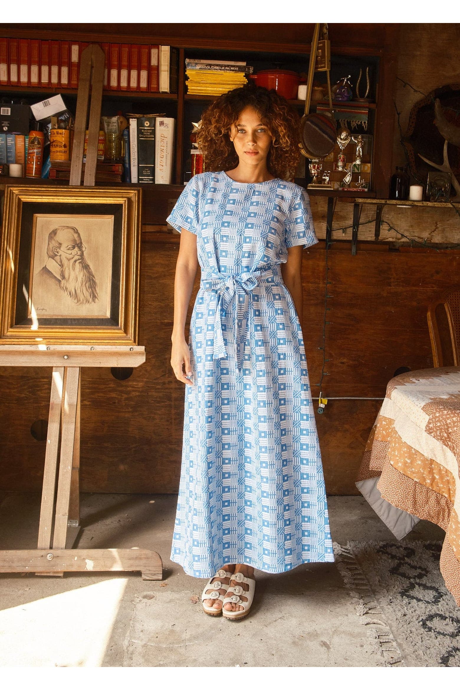 Look Back Key Ace & Jig Mette Button Back Belted A-line Maxi Dress (Women) | Nordstrom