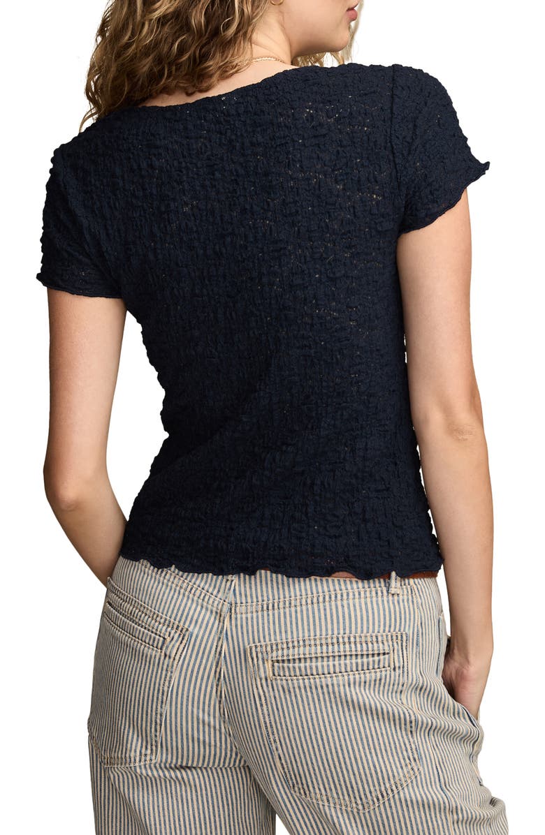 Lucky Brand Textured Sweetheart Neck Knit Top, Alternate, color, Black Iris