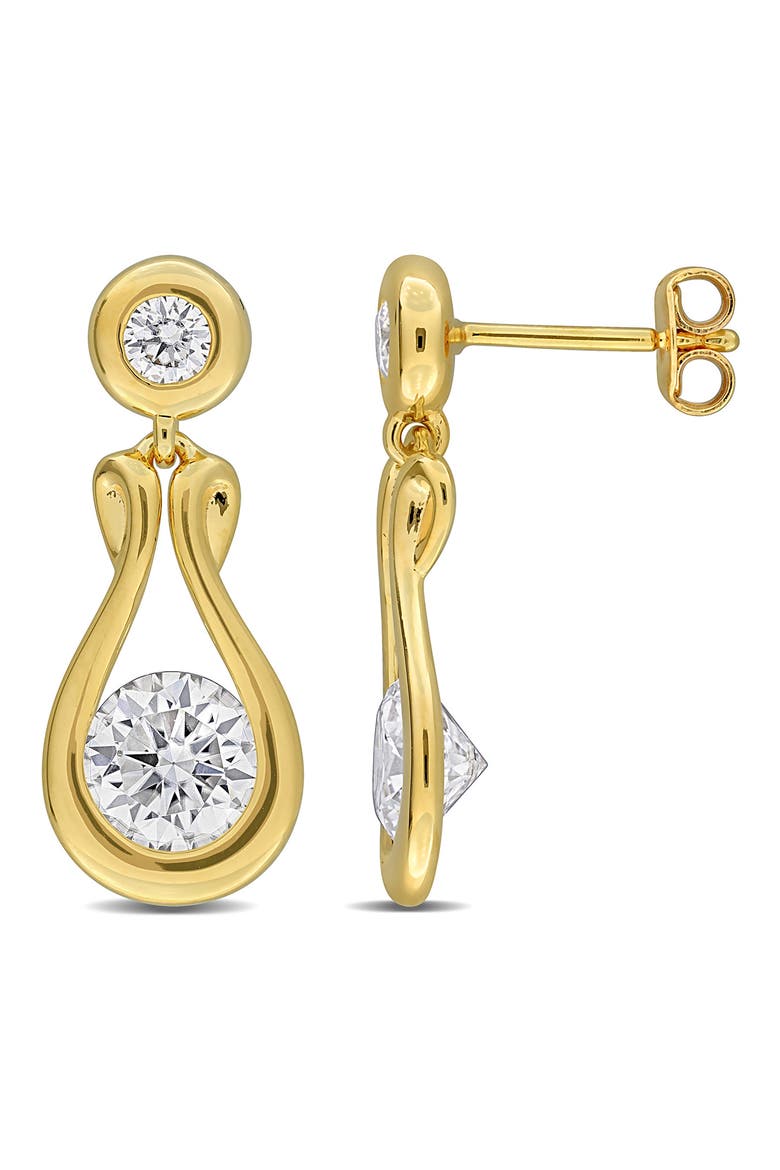 Created Moissanite Teardrop Drop Earrings, Main, color, GOLD