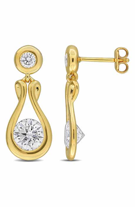 Created Moissanite Teardrop Drop Earrings