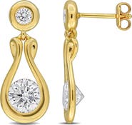 DELMAR Created Moissanite Teardrop Drop Earrings
