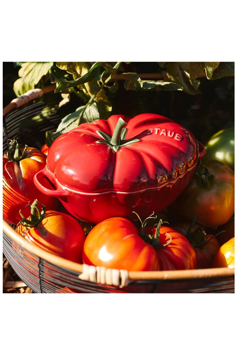 Ceramic Petite Tomato Dish with Lid, Alternate, color, CHERRY