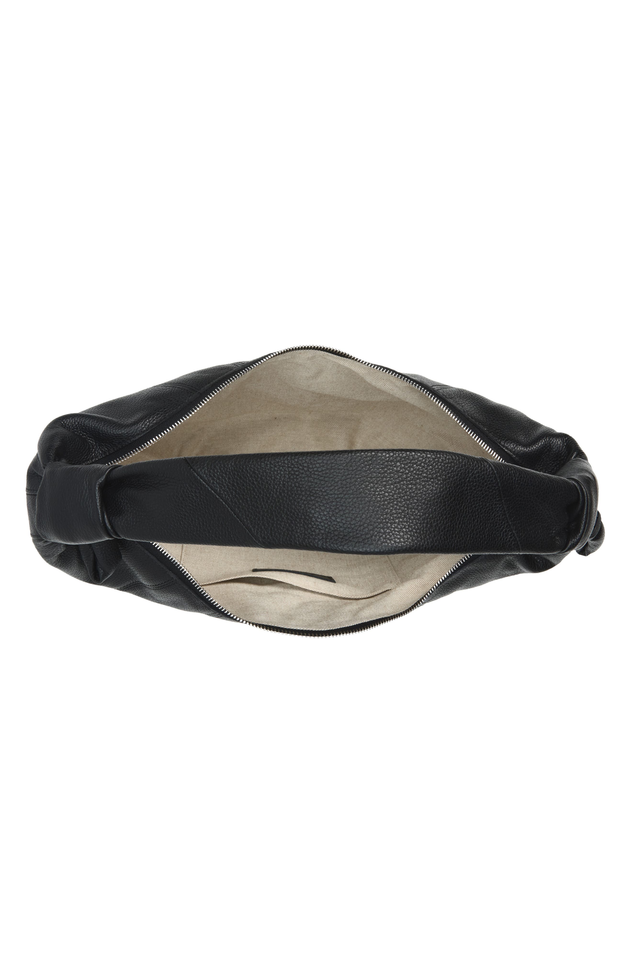 Fortune Croissant Leather Shoulder Bag, Alternate, color, BLACK