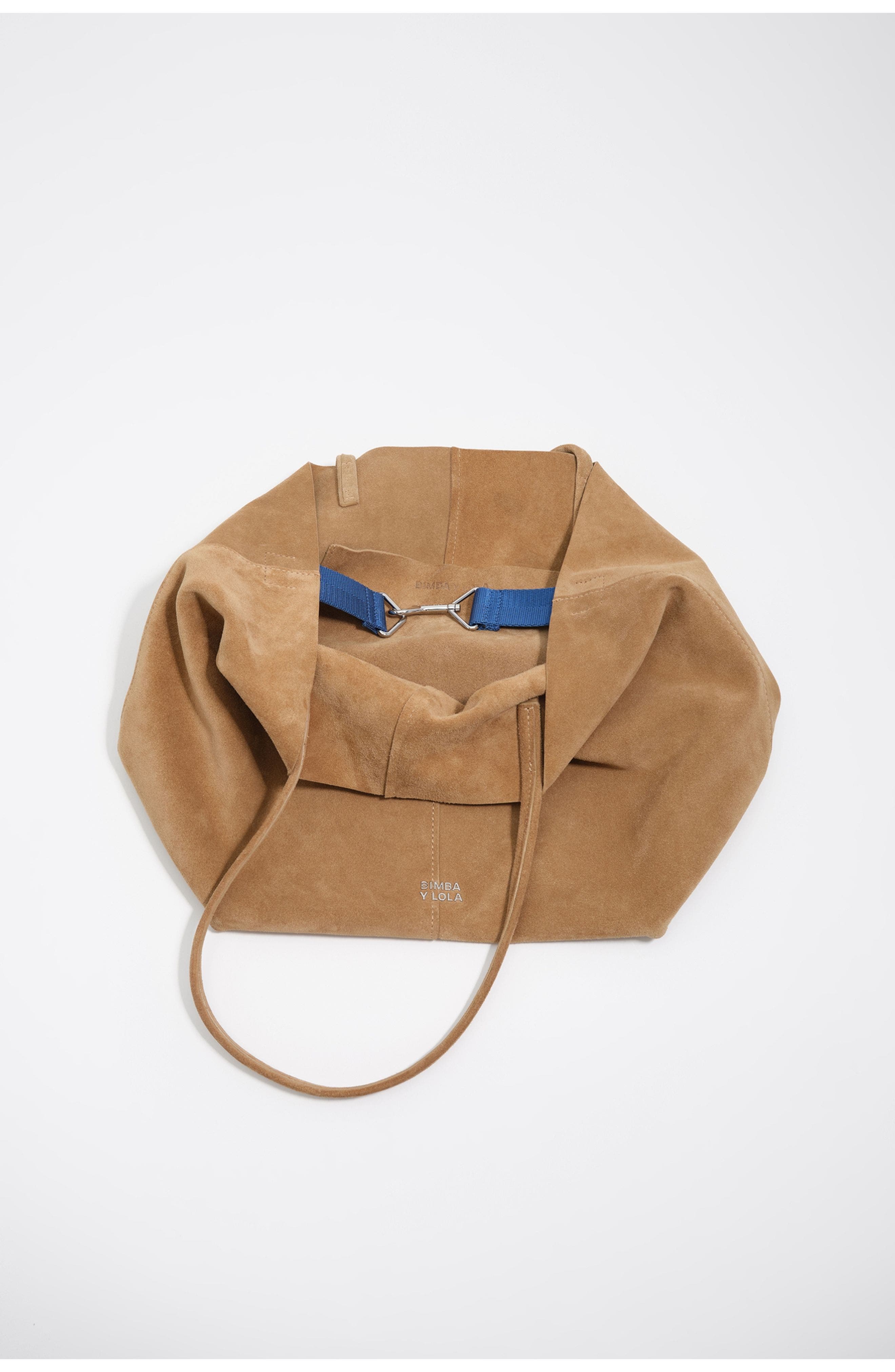 Bimba y Lola Large Split Leather Shopper Bag, Alternate, color, Natural