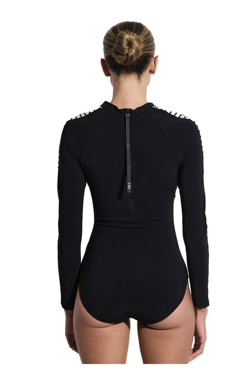 Free Sport by Gottex Coco Cut Out Long Sleeve One Piece, Alternate, color, 